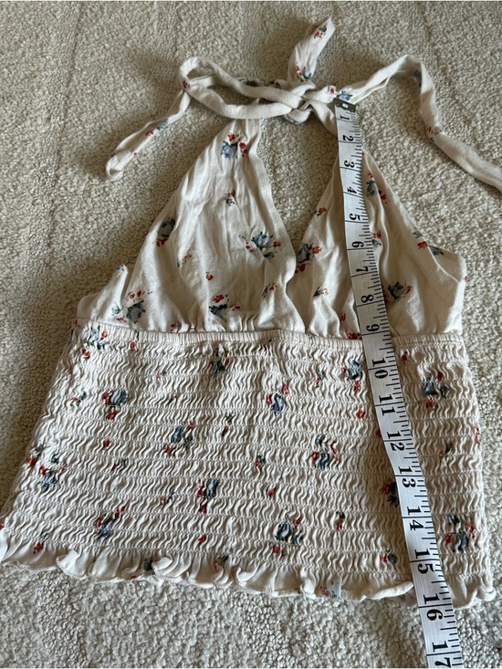 American Eagle Floral Halter Top with Adjustable Neck Tie - Picture 2 of 6